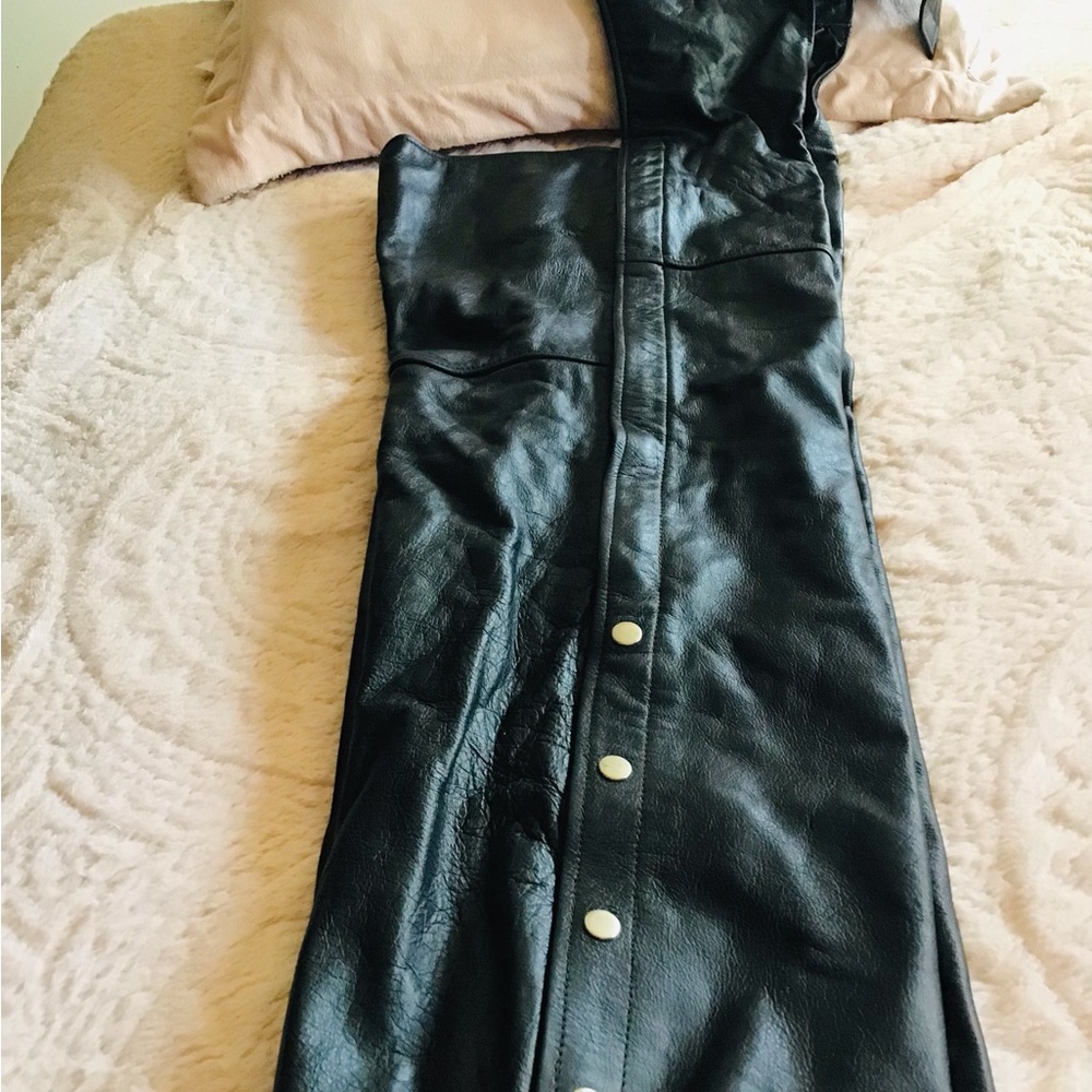 black leather motorcycle riding chaps